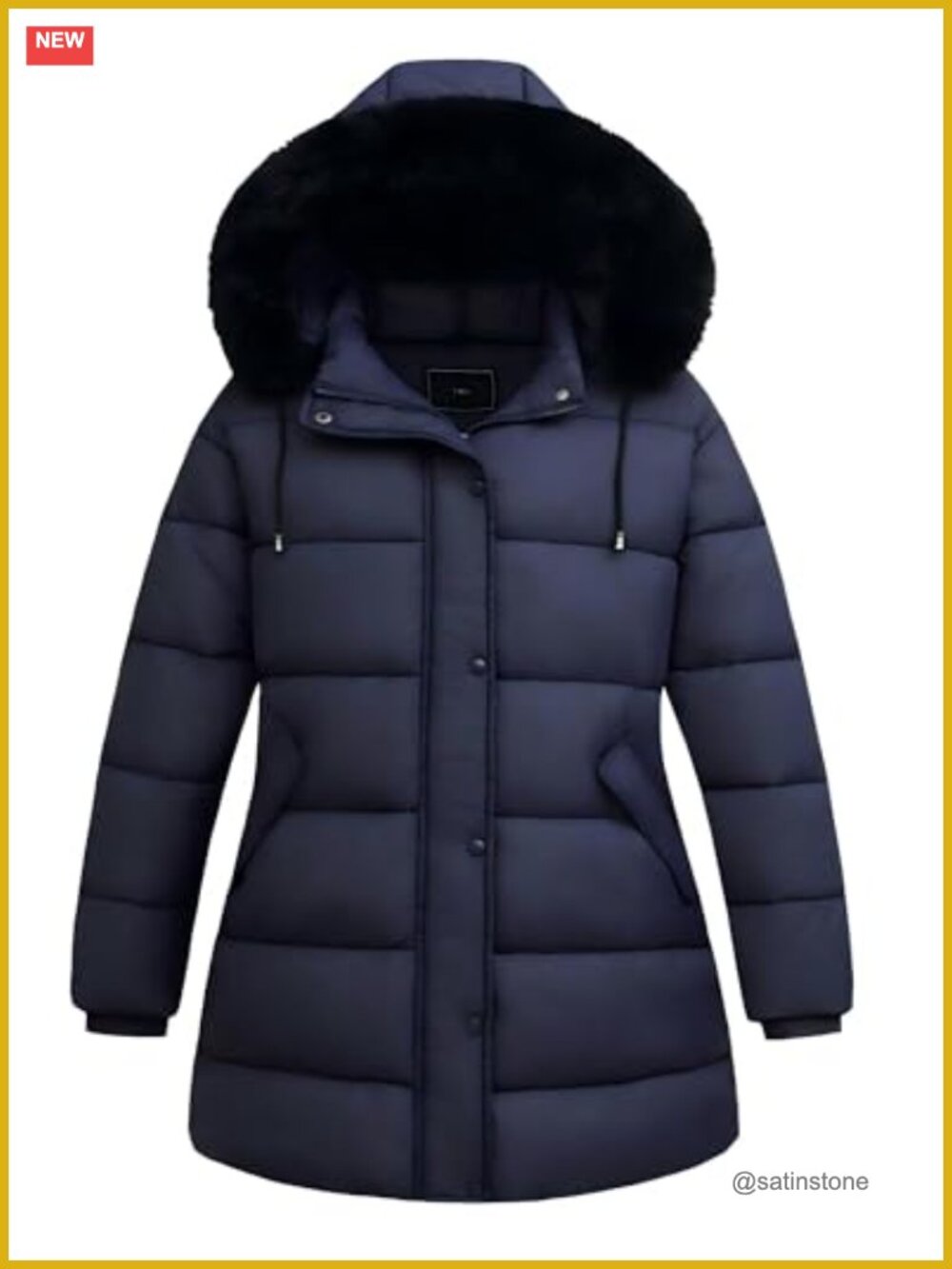 Plus Size Women's Puffer Down Coat, Waterproof Windproof, Detachable Hood, Faux